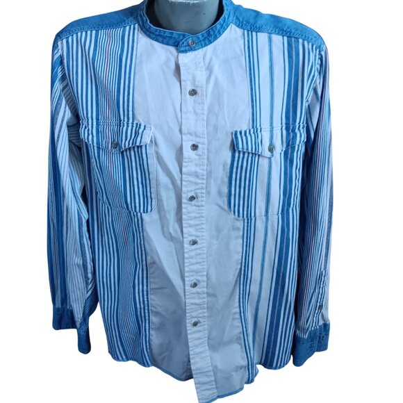 Vintage Men's Western Shirt Wrangler Brushpopper Denim 90's Tigres Norte 16.5x35 - Picture 2 of 5